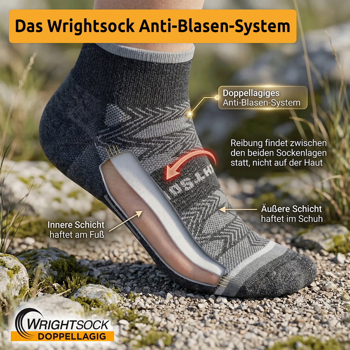 The Wrightsock anti-blister system