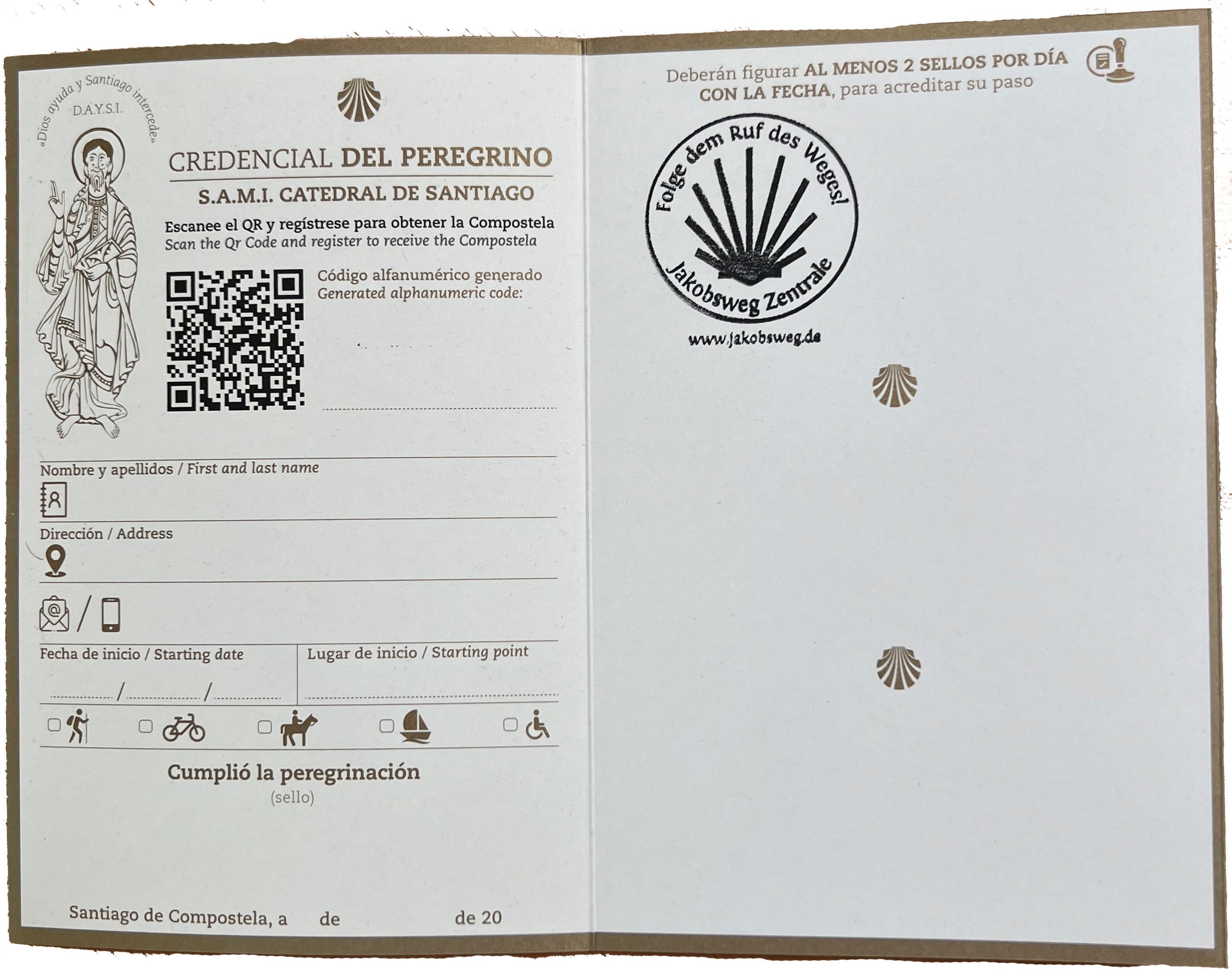 Official Pilgrim Passport (Credencial del Peregrino)