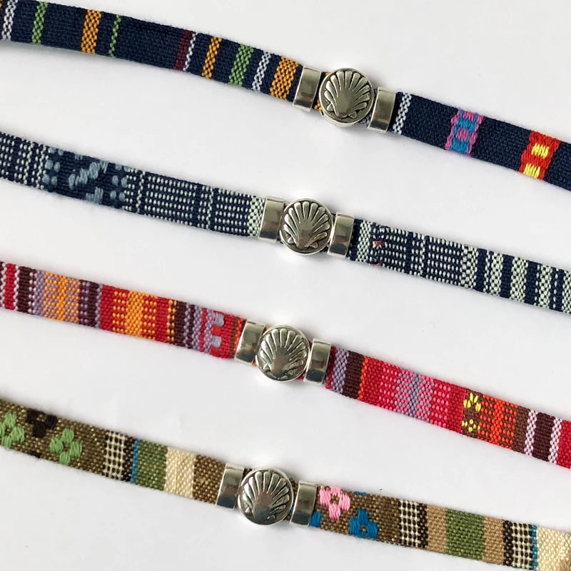 Fabric Bracelet with Metal Camino Shell