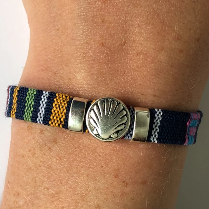 Fabric Bracelet with Metal Camino Shell